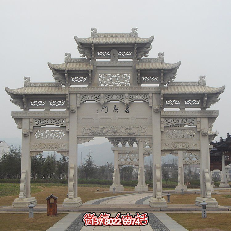傳承古城文脈，精美石雕牌坊仿古門樓雕塑
