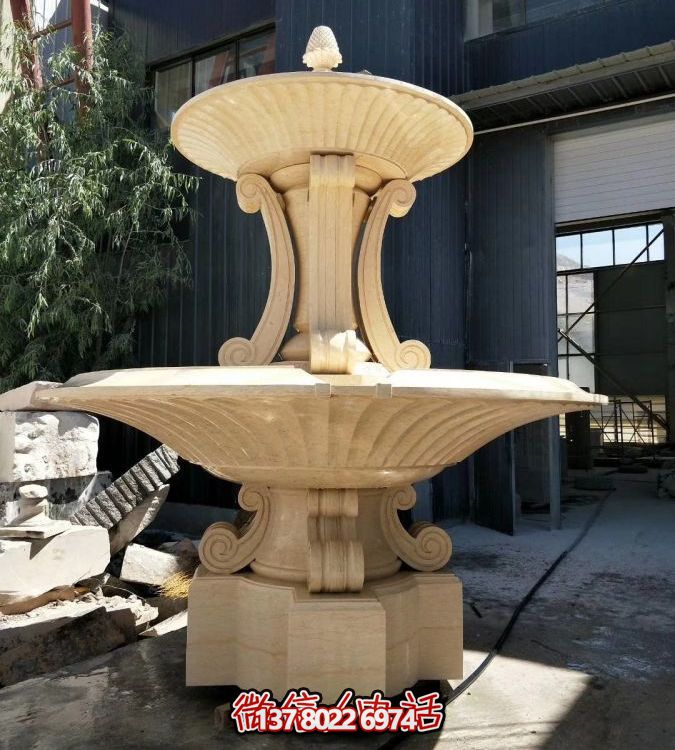 大型歐式花崗巖晚霞紅花噴泉園林景觀(guān)雕塑