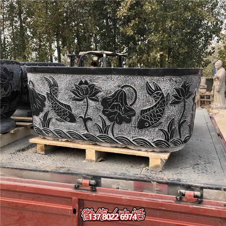 精美青石雕刻橢圓花盆，打造完美庭院戶(hù)外環(huán)境