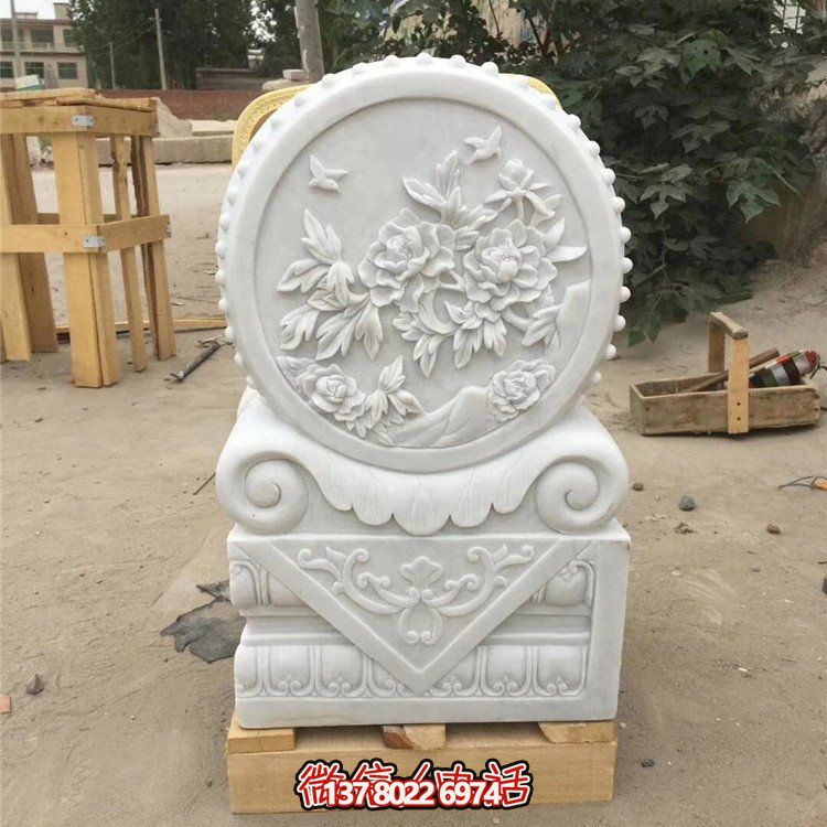 經典石雕藝術，漢白玉石雕大理石門口門墩鎮(zhèn)宅鼓抱雕塑戶外裝飾