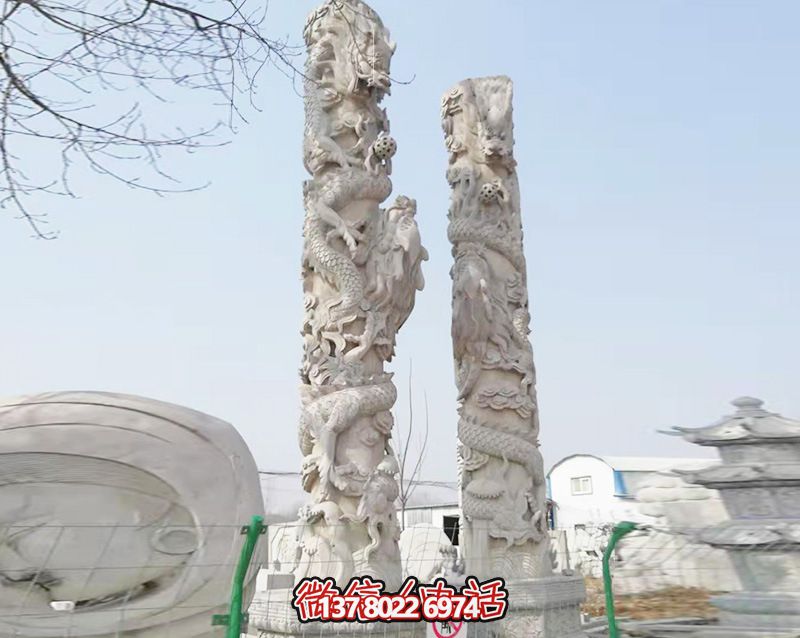園林景區(qū)擺放大理石盤龍柱雕塑 園林景區(qū)擺放大理石盤龍柱雕塑
