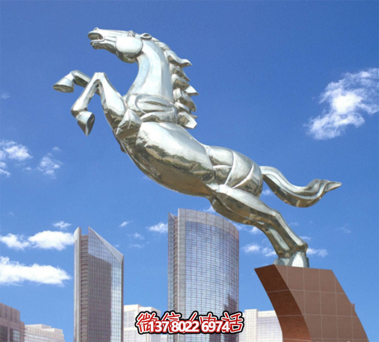 不銹鋼馬兒雕塑，鏡面騰空的馬兒雕塑，企業(yè)精神標(biāo)識(shí)標(biāo)志