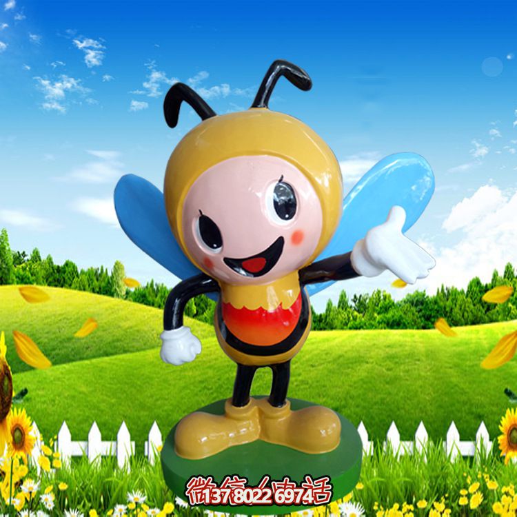 飯店學(xué)校門口擺放彩繪打招呼蜜蜂玻璃鋼雕塑