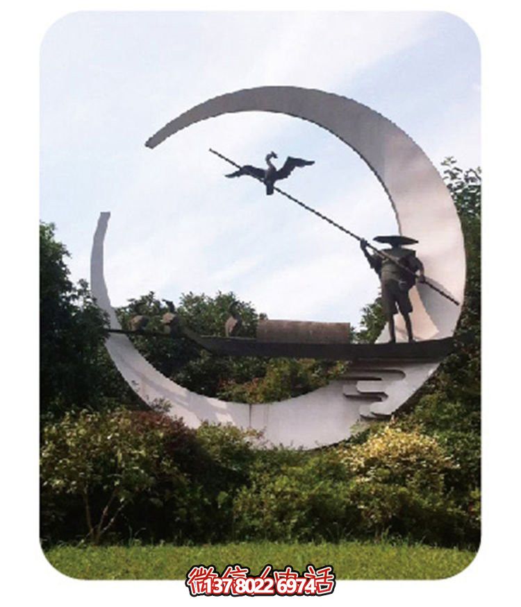 別墅園林?jǐn)[放不銹鋼鸕鶿和漁翁玻璃鋼雕塑 別墅園林?jǐn)[放不銹鋼鸕鶿和漁翁玻璃鋼雕塑