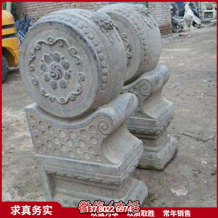 庭院門口門墩青石石雕戶外一對(duì)抱鼓石雕塑
