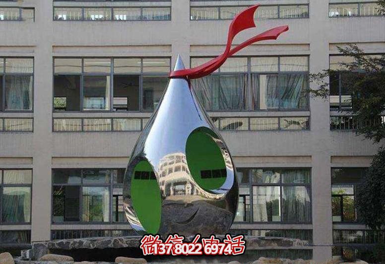 不銹鋼鏡面空心彩帶水滴雕塑 不銹鋼鏡面空心彩帶水滴雕塑
