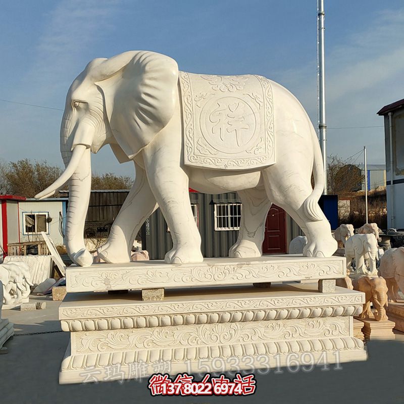 景區(qū)大型景觀大理石石雕大象雕塑 景區(qū)大型景觀大理石石雕大象雕塑
