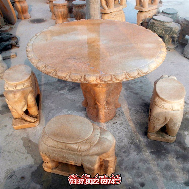 庭院花園景區(qū)大理石多款圓石桌石凳
